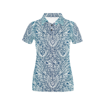 Angel Wings Boho Design Themed Print Women's Polo Shirt