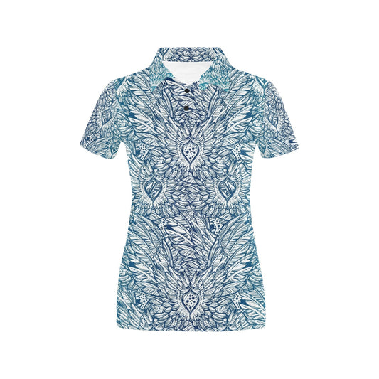 Angel Wings Boho Design Themed Print Women's Polo Shirt
