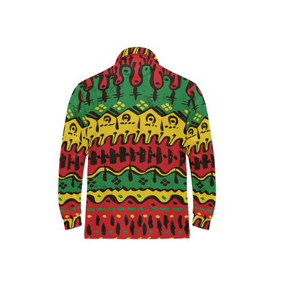 Rasta Pattern Print Design A01 Long Sleeve Polo Shirt For Men's