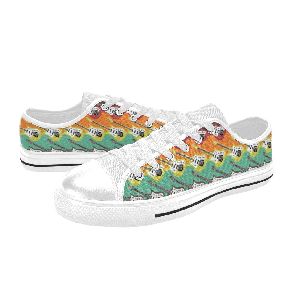 Electric Guitar Print Design LKS401 Women's White Low Top Shoes