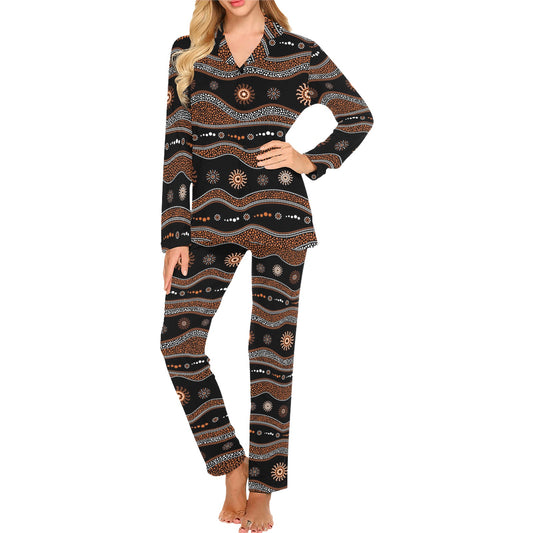Aboriginal Print Design LKS404 Women's Long Pajama Set