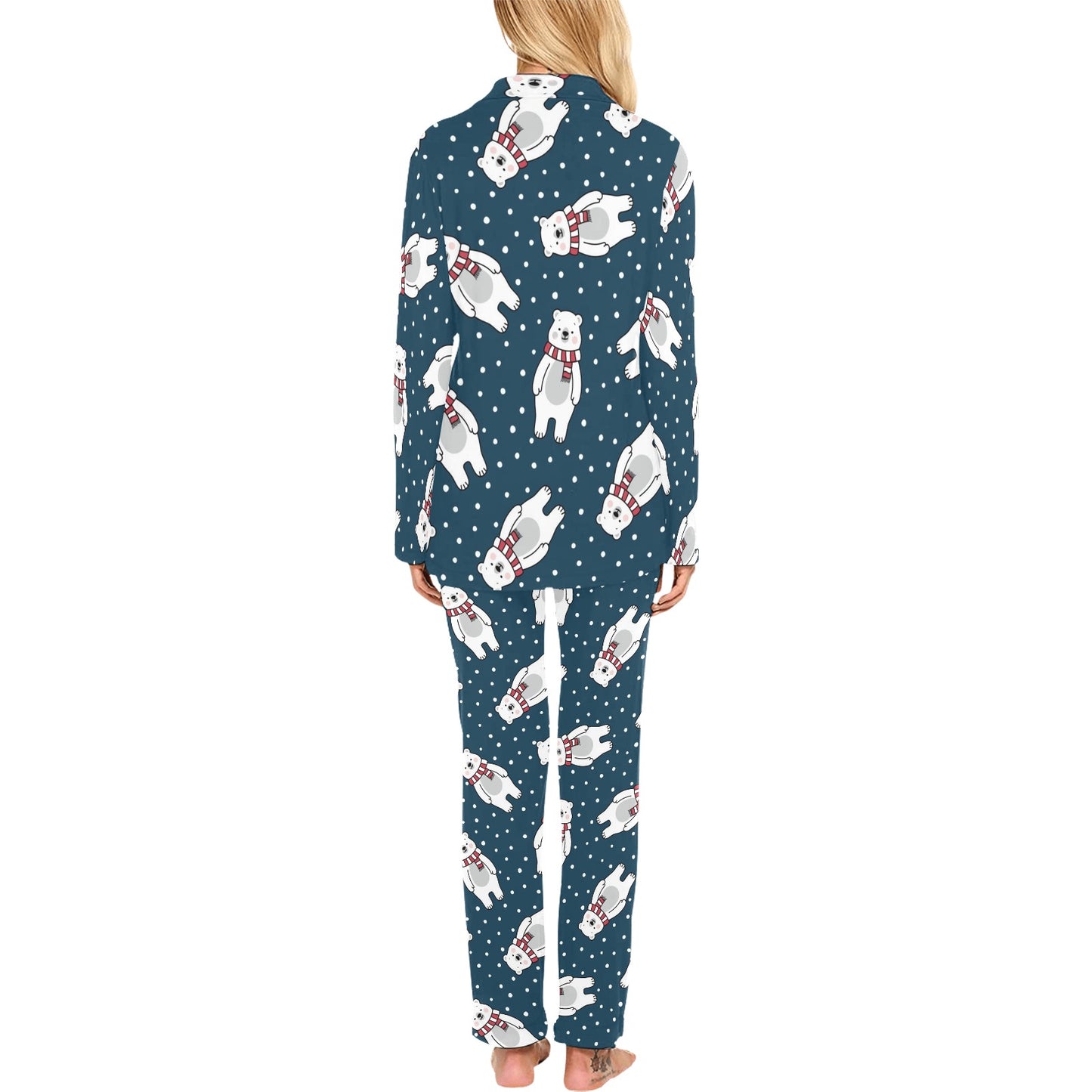 Polar Bear Pattern Print Design PB05 Women's Long Pajama Set