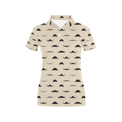 Mustache Pattern Print Design A03 Women's Polo Shirt