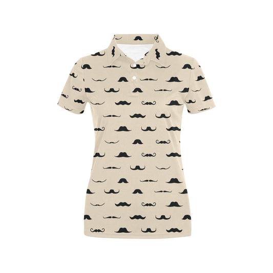 Mustache Pattern Print Design A03 Women's Polo Shirt