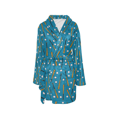 Baseball Pattern Print Design 01 Women's Fleece Robe
