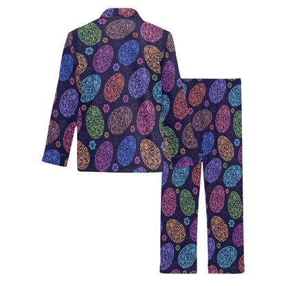 Easter Eggs Pattern Print Design RB012 Men's Long Pajama Set