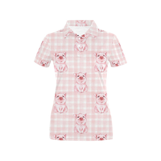 Pig Baby Pattern Print Design 01 Women's Polo Shirt