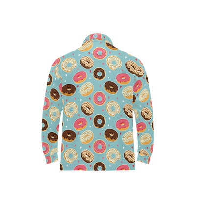 Donut Pattern Print Design DN04 Long Sleeve Polo Shirt For Men's