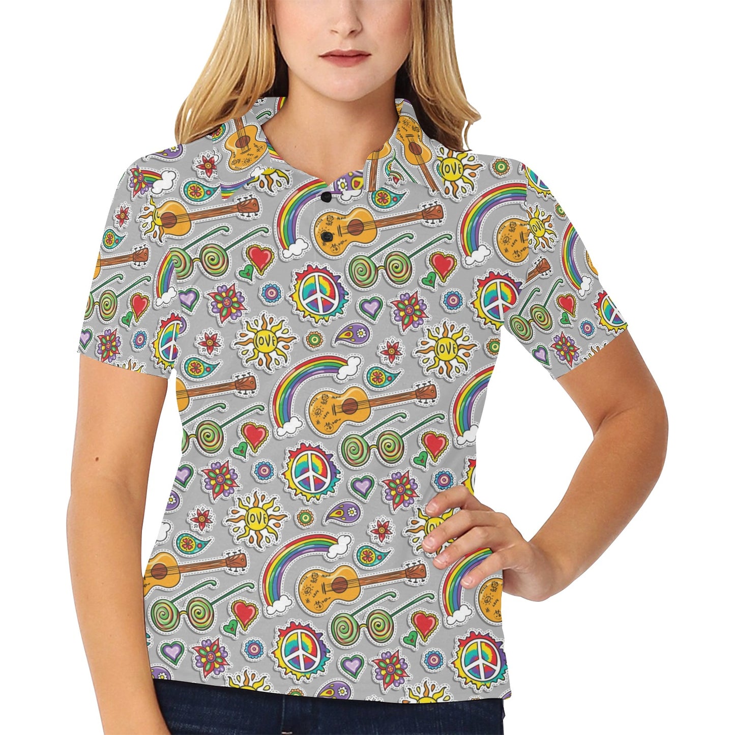 Hippie Print Design LKS306 Women's Polo Shirt