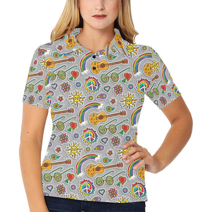 Hippie Print Design LKS306 Women's Polo Shirt