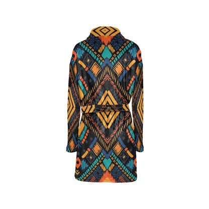 Kente Pattern Print Design 05 Women's Fleece Robe