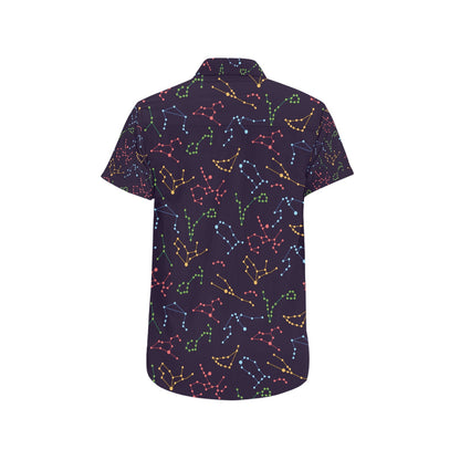 Zodiac Print Design LKS301 Men Short Sleeve Button Up Shirt