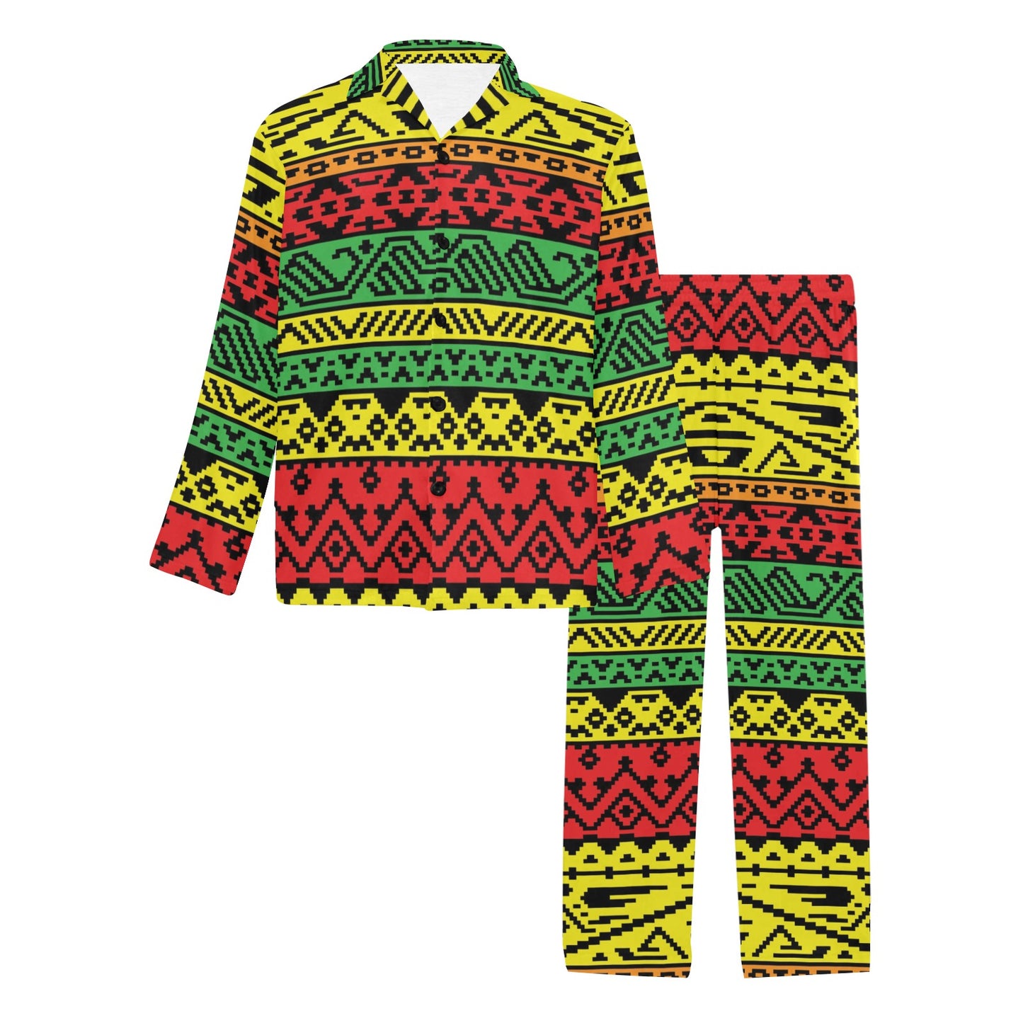 Rastafarian Pattern Print Design A02 Men's Long Pajama Set