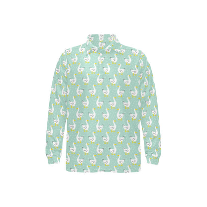 Goose Print Design LKS404 Long Sleeve Polo Shirt For Men's