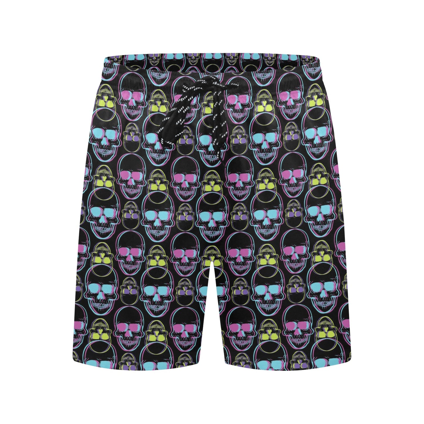Skull 3D Colorful Print Design LKS309 Men's Swim Trunks Beach Shorts