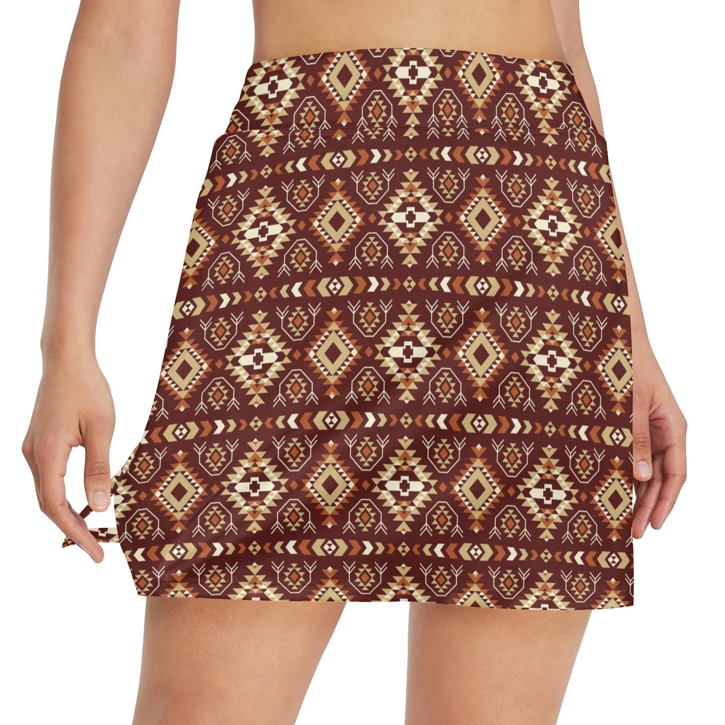 Navajo Native Color Print Pattern 17" Golf & Pickleball Skort with Pockets