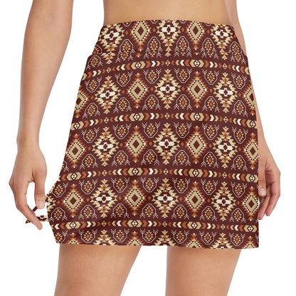 Navajo Native Color Print Pattern 17" Golf & Pickleball Skort with Pockets