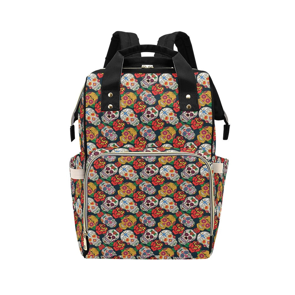 Sugar Skull Print Design LKS306 Diaper Bag Backpack