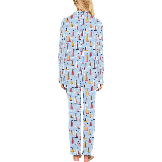 Sailboat Print Design LKS304 Women's Long Pajama Set