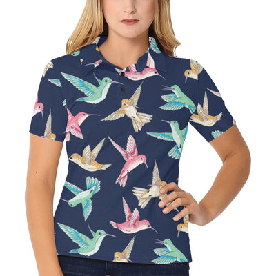 Hummingbird Cute Pattern Print Design 01 Women's Polo Shirt