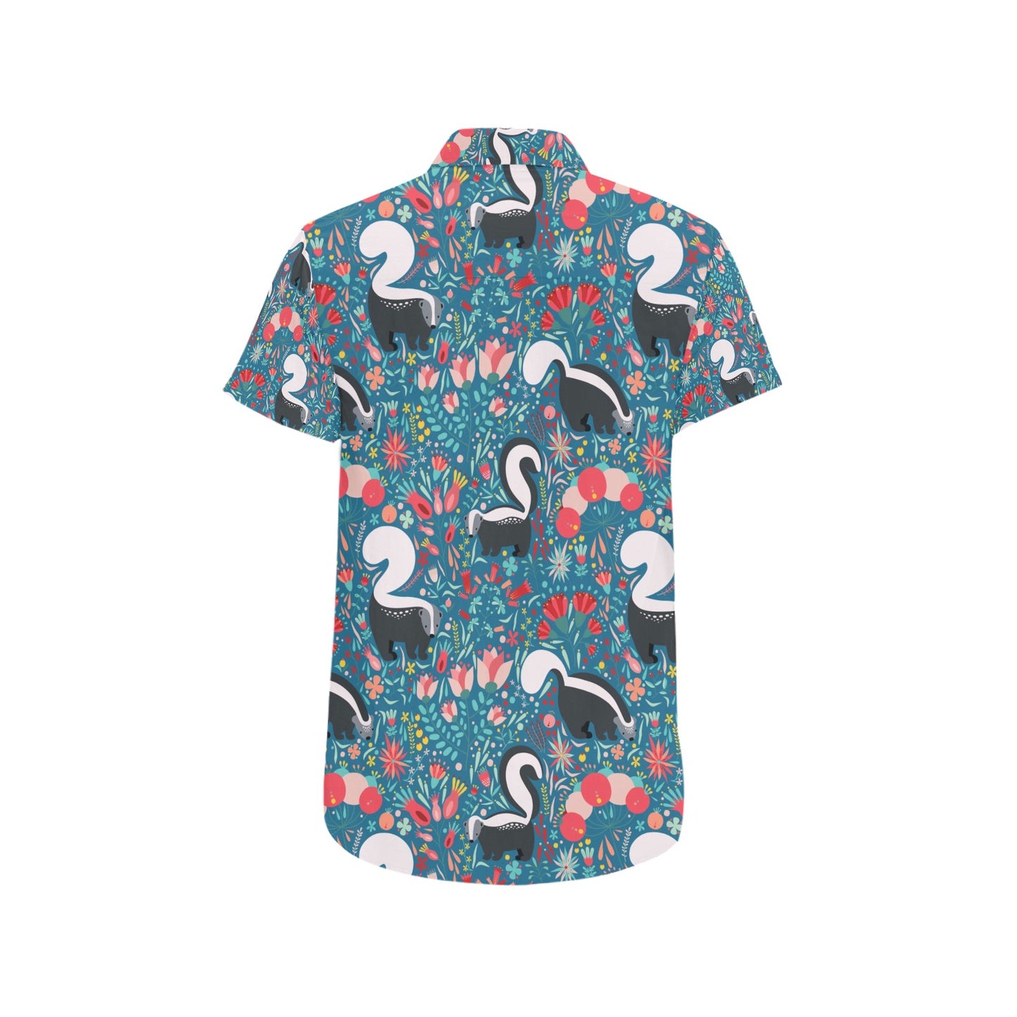 Skunk Print Design LKS302 Men Short Sleeve Button Up Shirt