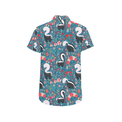 Skunk Print Design LKS302 Men Short Sleeve Button Up Shirt