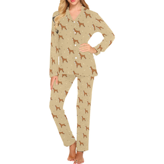Boxers Pattern Print Design 02 Women's Long Pajama Set