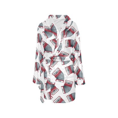 Accordion Pattern Print Design 03 Women's Fleece Robe