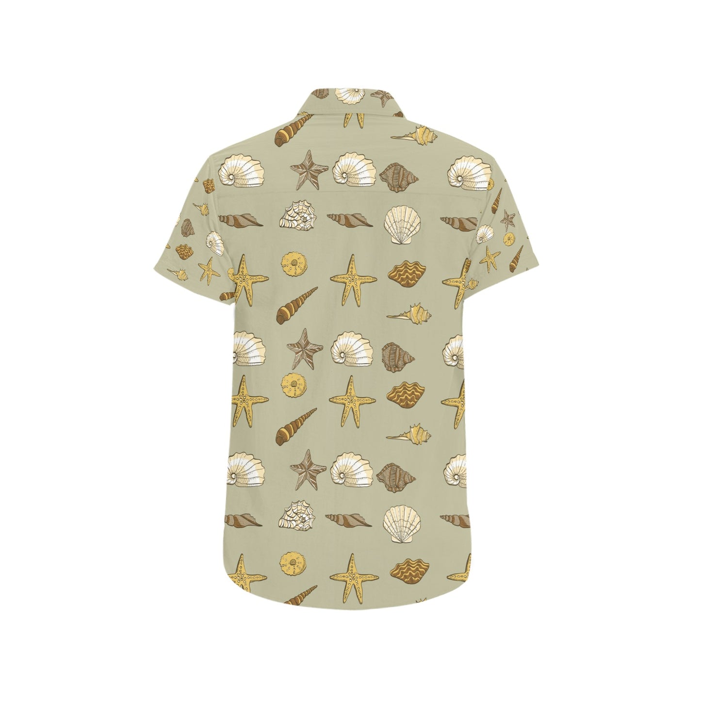 Seashell Beach Print Design LKS303 Men Short Sleeve Button Up Shirt