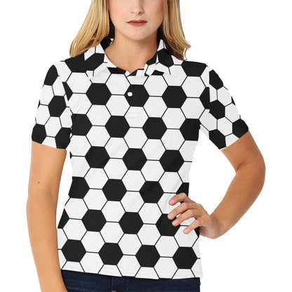 Soccer Ball Texture Print Design LKS303 Women's Polo Shirt