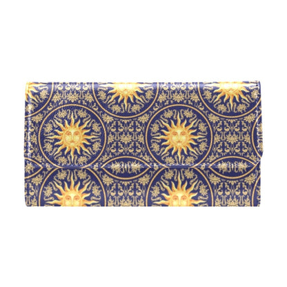 Celestial Gold Sun Face Women's Trifold Wallet