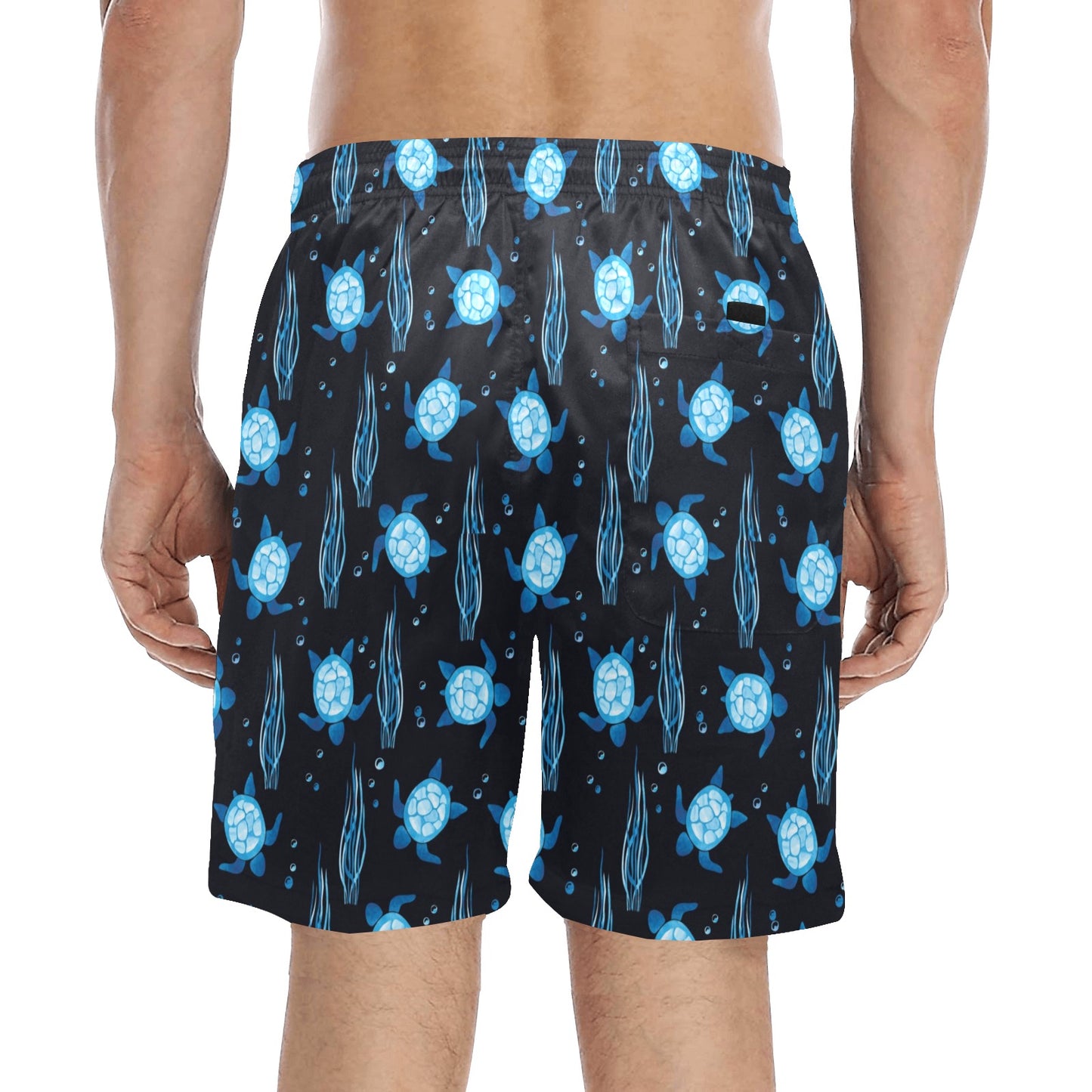 Sea Turtle Print Design LKS3013 Men's Swim Trunks Beach Shorts