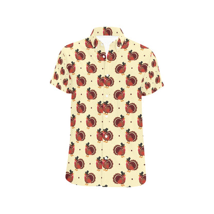 Thanksgiving Print Design LKS3010 Men Short Sleeve Button Up Shirt