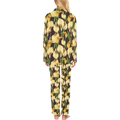 Lily Pattern Print Design LY013 Women's Long Pajama Set