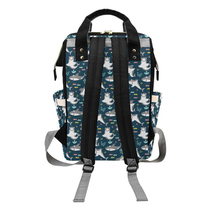 Shark Print Design LKS307 Diaper Bag Backpack
