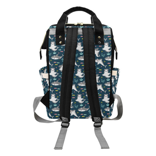 Shark Print Design LKS307 Diaper Bag Backpack