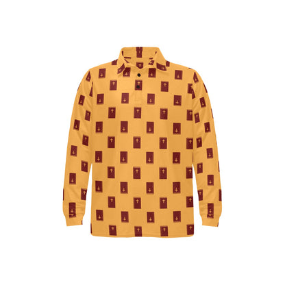 Bible Pattern Print Design 05 Long Sleeve Polo Shirt For Men's
