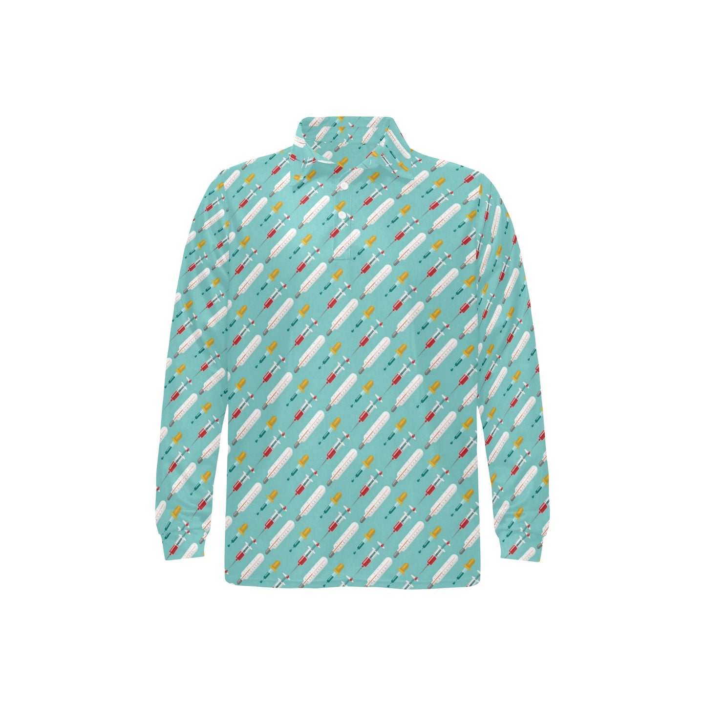 Phlebotomist Medical Print Long Sleeve Polo Shirt For Men's