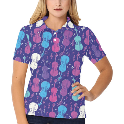 Cello Pattern Print Design 01 Women's Polo Shirt