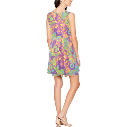 Psychedelic Mushroom Pattern Print Design A05 Sleeveless Dress