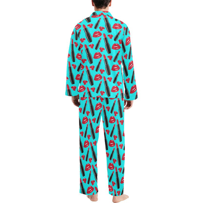 Lipstick Pattern Print Design LT02 Men's Long Pajama Set