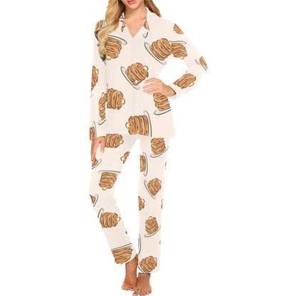 Pancake Pattern Print Design A01 Women's Long Pajama Set