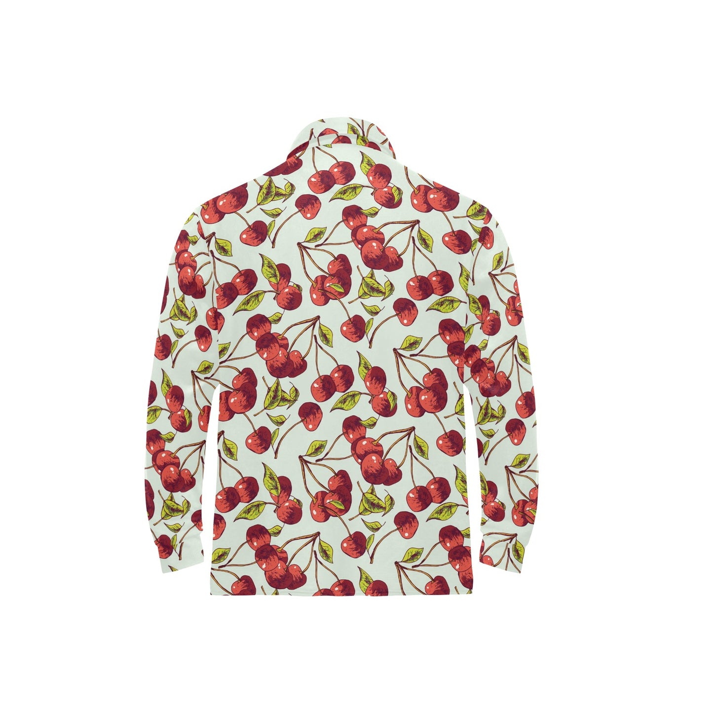 Cherry Hand Draw Long Sleeve Polo Shirt For Men's
