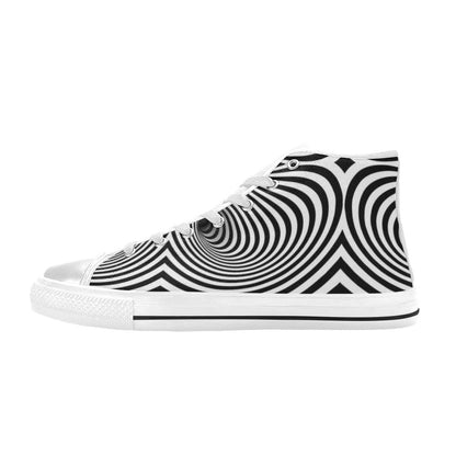 Vortex Print Design LKS303 Men's High Top Canvas Shoes