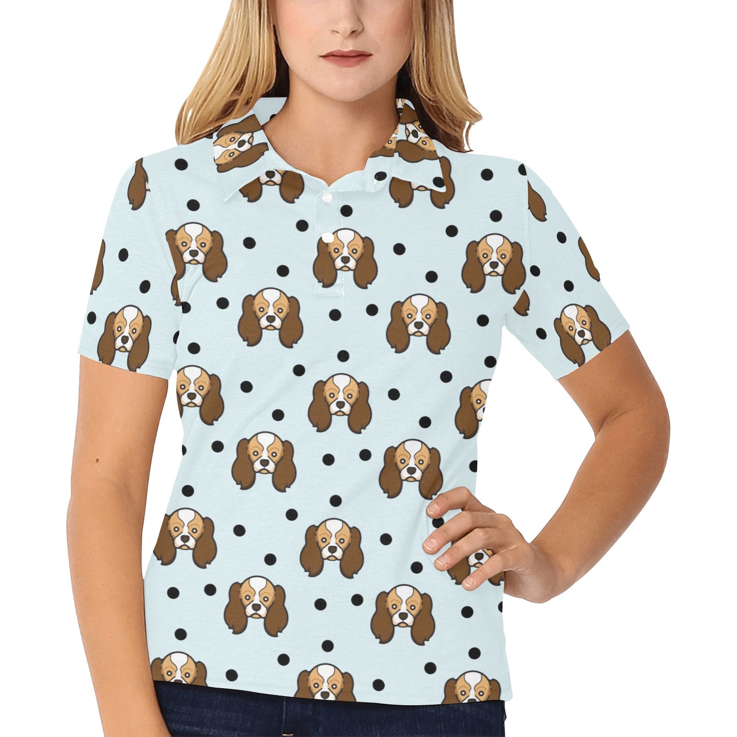 Cavalier King Charles Spaniels Pattern Print Design 02 Women's Polo Shirt
