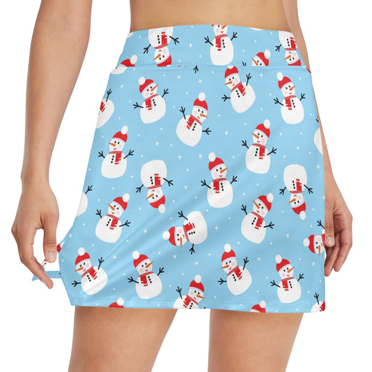 Snowman Print Design LKS305 17" Golf & Pickleball Skort with Pockets