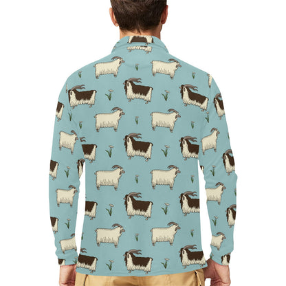 Goat Pattern Print Design 02 Long Sleeve Polo Shirt For Men's