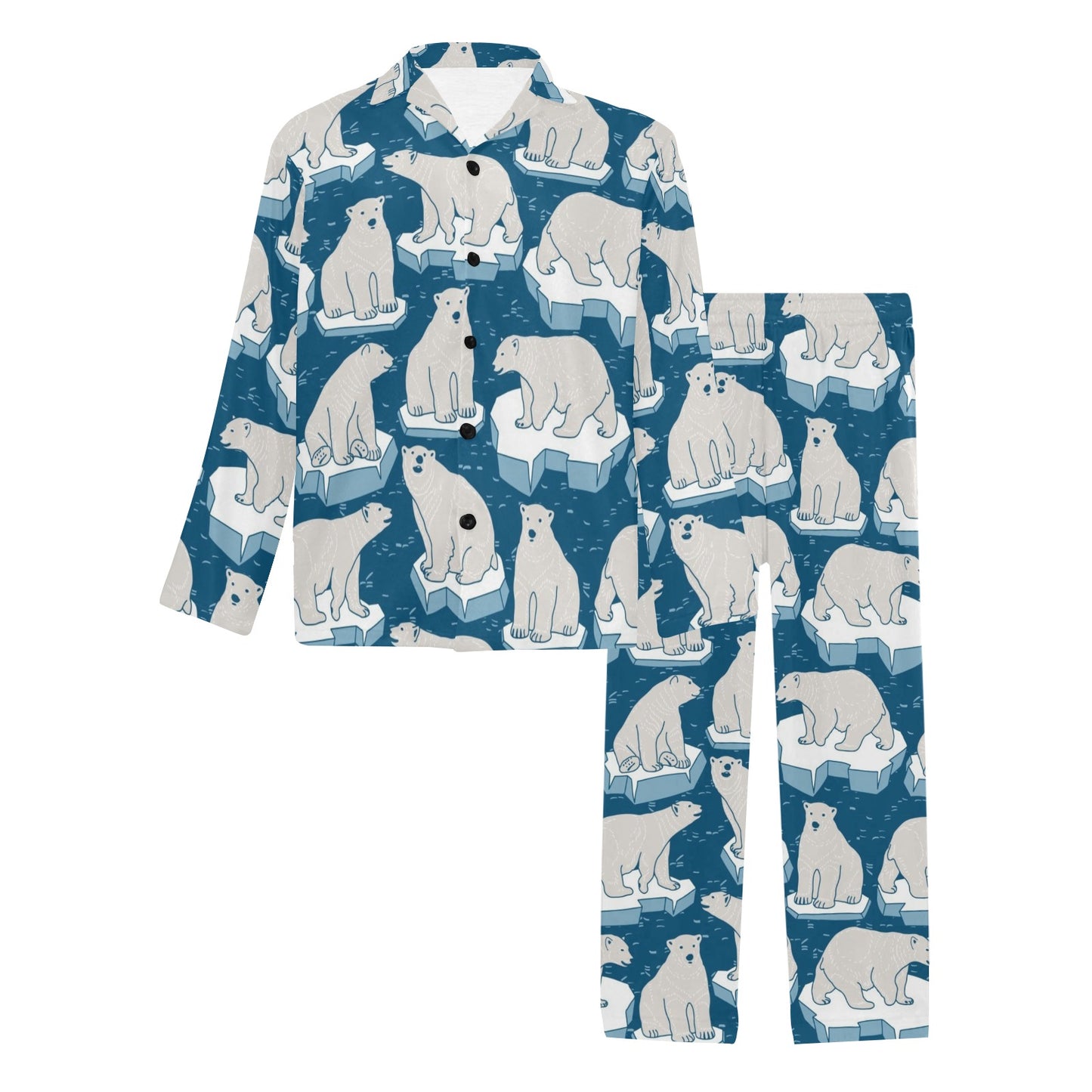 Polar Bear Pattern Print Design PB03 Men's Long Pajama Set