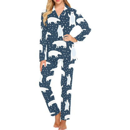 Polar Bear Pattern Print Design A02 Women's Long Pajama Set