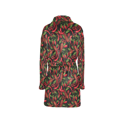 Chilli Pepper Pattern Print Design 02 Women's Fleece Robe